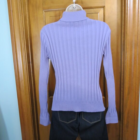 600 West Orchid Ribbed Knit Turtleneck Sweater Medium - Picture 5 of 9